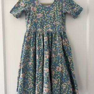Floral Kids Dress in Blue and Pink
